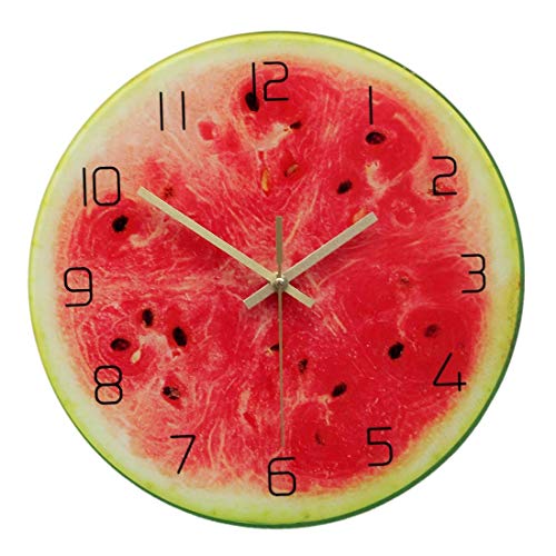 QDQ - Reloj de pared unisex para adultos, 30 cm, diseño de frutas, acrílico redondo, cristal templado