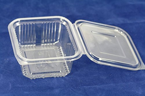 Recipientes de plástico desechables de 500 ml con tapa, ideal para comida para llevar, ensaladas o comida rápida. 70 unidades