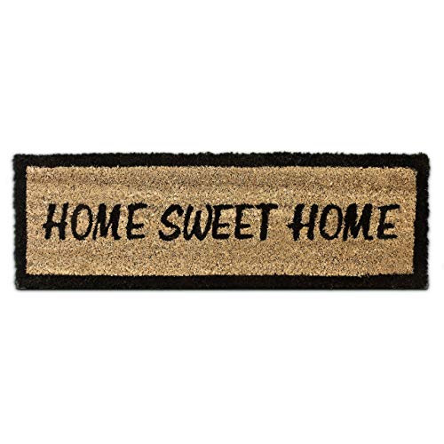 Relaxdays Home Sweet Home – Felpudo para la Entrada de su hogar Hecho de Fibras de Coco y PVC con Medidas 75 x 25 cm Antideslizante Elemento Decorativo, Color marrón