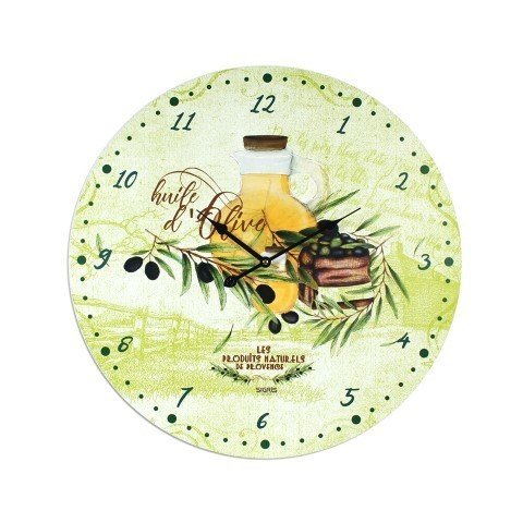 Reloj de Pared Decorativo "Lavanda Oliva" Cocina y Hogar. 58 x 58 x 4 cm.