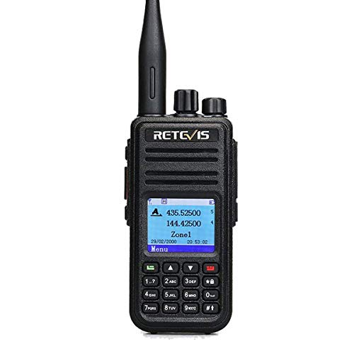 Retevis RT3S DMR Radio Walkie Talkie Digital 5W GPS Banda Dual 3000 Canales DTMF Radio Aficionado Compatible con Motorobo Tier I&II (Negro, 1Pc)