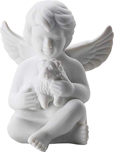 Rosenthal - Figura de ángel con perro, porcelana, Blanco