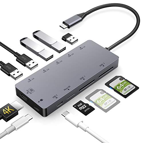 Rozeda Hub USB C,Adaptador Dex Station 11 en 1 con 4K HDMI,USB 3.0,Carga Rápida,Lector Deb Tarjetas TF/SD OTG,Tipo C Dock Compatible MacBook Pro 2018/2017 Nintendo Switch,Samsung S8