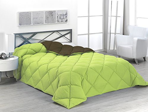 Sabanalia - Edredón nórdico de 400 g reversible (bicolor), para cama de 90/105 cm, color verde y chocolate