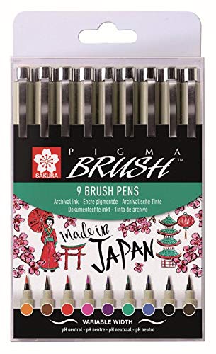 Sakura Pigma Brush 9 brush pens