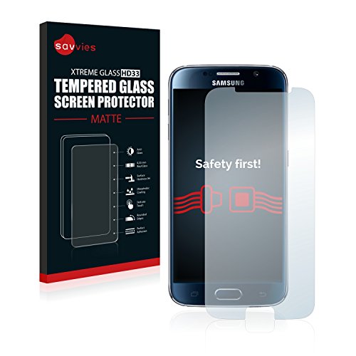 savvies Protector Cristal Mate Compatible con Samsung Galaxy S6 - Dureza 9H, Antireflejos