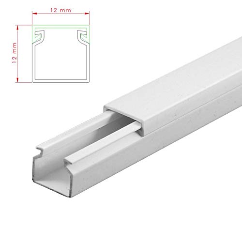 SCOS Smartcosat AVC-014 - Canaleta para cables (16 m, autoadhesiva, 16 x 100 cm, 12 x 12 mm, parte superior e inferior para montaje directamente en la pared), color blanco