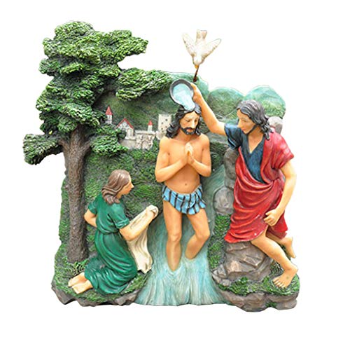 SDBRKYH Estatua del Bautismo de Jesús, Escultura de Jesús Decoración Cristiana Colgante de Pared Sagrado Corazón Colección Religiosa católica Ornamento