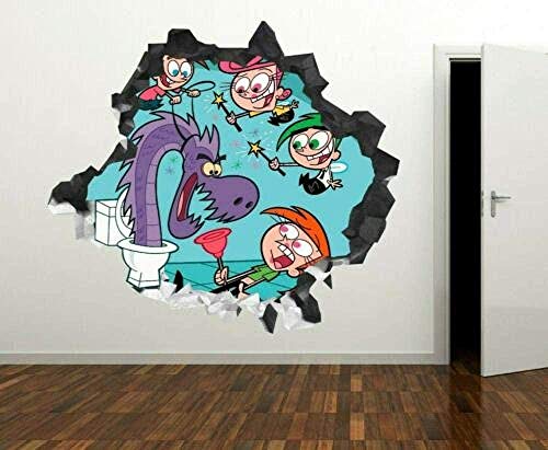 SJXWOL Etiqueta de Dibujos Animados Pegatinas de Pared R Us Family Dragon Wall Decal Decoración Smashed 3D Sticker Art Vinyl 55x60cm