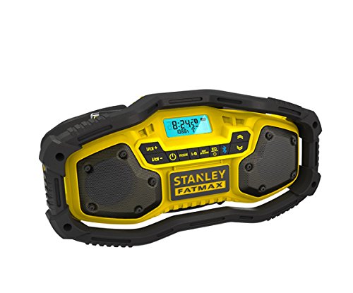 STANLEY FMC770B-QW - Radio con Bluetooth. Posibilidad de utilizar con baterías de 18V 1.5Ah, 2.0Ah o 4.0Ah y también conectado a la red eléctrica. Sin baterías ni cargador