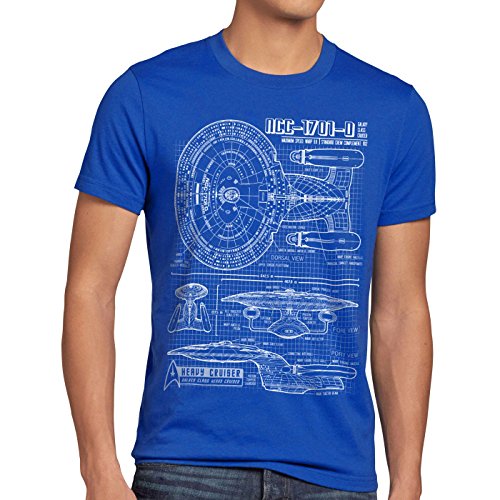 style3 NCC-1701-D Cianotipo Camiseta para Hombre T-Shirt Fotocalco Azul Trek Trekkie Star, Talla:M, Color:Azul