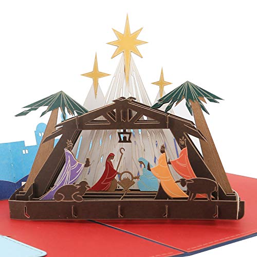 Tarjeta de Navidad 3D – Nacimiento de Jesús – Tarjetas desplegables, religiosas, tarjeta de felicitación