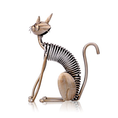 Tooarts - Escultura Metálica Hecha a Mano - Gato - Aparatos de Hierro Decorativo para la Decoración del Hogar (Obra de Artesanía)