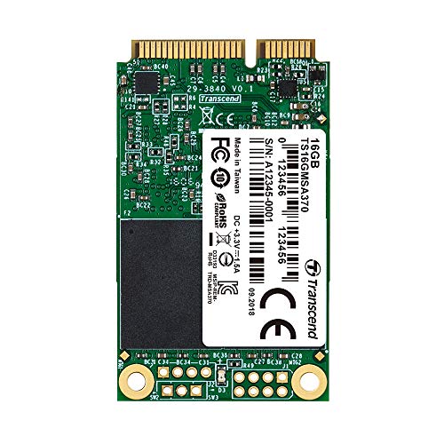 Transcend MSA 370 - Disco Duro sólido Interno SSD mSATA de 16 GB (Flash MLC, DRAM DDR3 Cache, SATA III 6 GB/s), Color Verde