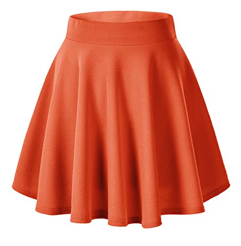 Urban GoCo Falda Mujer Elástica Plisada Básica Patinador Multifuncional Corto Falda (Small, Naranja)