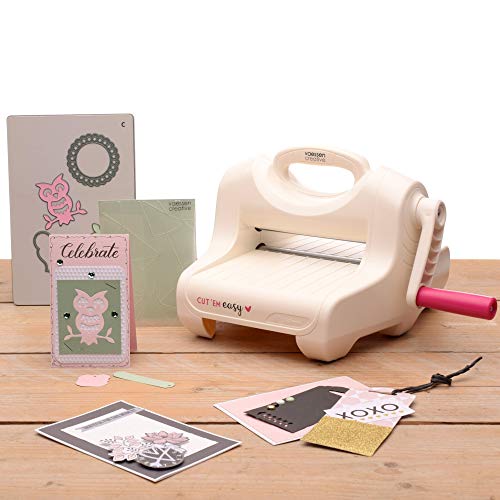 Vaessen Creative Cut ˈEm Easy Kit de Inicio Máquina de Troquelado y Embossing A5, blanco/rosa, 15,8 cm