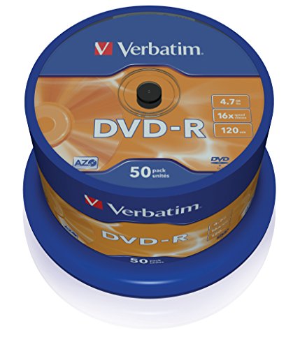 Verbatim VE43548 - DVD-R vírgenes (50 unidades), color plateado