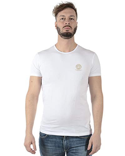 Versace - Juego de 2 camisetas de cuello redondo para hombre Bianconero XL