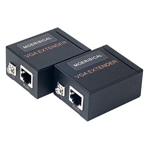 VGA Extender, MACTIS® VGA Vídeo Amplificador Splitter sobre Cat5e/6 Cable Ethernet con Soporte de Audio Hasta 60M/100M (197ft/60m, Transmitter +Receiver)