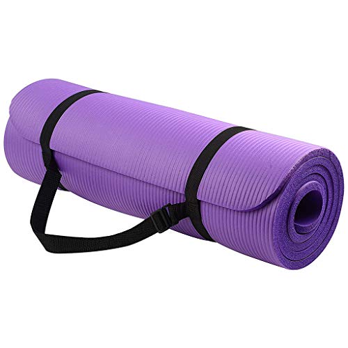 Viesky - 1 juego de esterilla de yoga y pilates (extra gruesa, antideslizante, 183 cm de largo, con correa), color morado, tamaño large