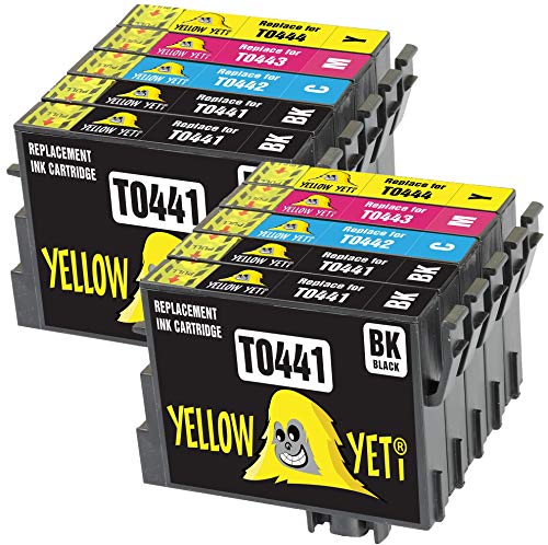 Yellow Yeti Reemplazo para Epson T0441 T0442 T0443 T0444 T0445 Cartuchos de Tinta compatibles con Epson Stylus C64 C66 C84 C86 CX3600 CX3650 CX4600 CX6400 (4 Negro + 2 Cian + 2 Magenta + 2 Amarillo)