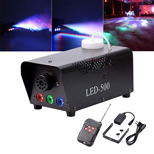 Yimosi - Máquina de humo de 500 W con luces LED RGB y mando a distancia para DJ, Club, boda, cumpleaños, fiesta, discoteca, bar