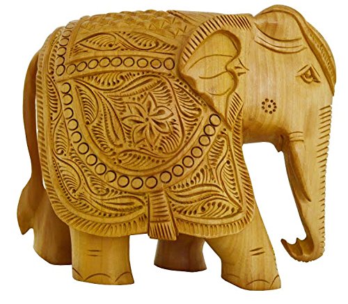 Zap Impex ® Elefante Decoración de handgeschnitzte Estatua de Madera coleccionistas Figura Escultura Figura – Mesa Cabezales y Hogar Decoración