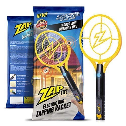 ZAP IT! - Raqueta Matamosquitos con Carga USB 4000V y Luz LED, Amarillo
