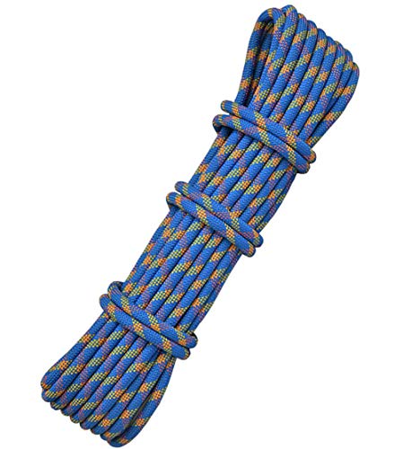 ZWXXQ 10.5mm Cuerda de Escalada de Supervivencia Cuerda de Escape de Incendios al Aire Libre Camping montañismo Rappel Cuerda de Escalada Cuerda de seguridad-90m Azul