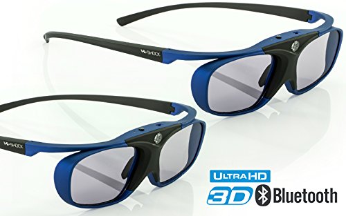 2x Hi-SHOCK® 3D-BT Pro Deep Heaven | Active Gafas 3D para 3DTVs de Samsung, Panasonic, Hisense (2012-2019*) | comp con SSG-3570 CR / TDG-BT500A/ TY-ER3D6ME 120 Hz | recargables | 32g | Bluetooth