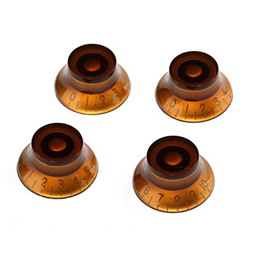 4 Amber Lp Guitar Speed Knobs Top Hat Bell Knobs Fits Les Paul