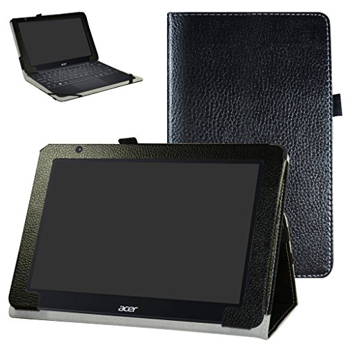 Acer One 10 S1003 Funda,Mama Mouth Slim PU Cuero Con Soporte Funda Caso Case para 10.1" Acer One 10 S1003 Windows 10 Tablet 2016,Negro