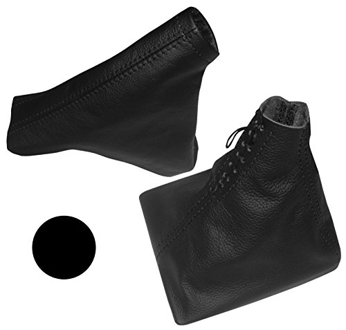 AERZETIX: Funda para palanca de cambios y freno de mano 100% PIEL GENUINA negro con costuras negro