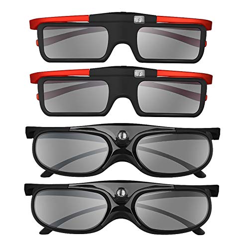 BOBLOV 3D Gafas Activas de Obturador, 96-144Hz 3D Gafas DLP-Link para DLP Proyector Optoma/BenQ/Sharp/Acer/Samsung/Mitsubishi/ViewSonic/LG ect (4 Pack-Familia)