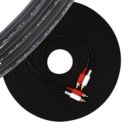 Cable RCA a 2 macho de 30 m audio estéreol para subwoofer amplificado giradiscos mesa de mezcla altavoces externos sistema de cine en casa vista previa de Phono reproductor de CD 30 metros negro