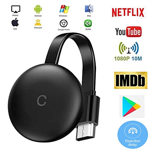 CCCS Stick De TV para El Nuevo Google Chromecast 3 para Netflix Youtube WiFi Pantalla HDMI,Dongle Inalámbrica Android iOS PC