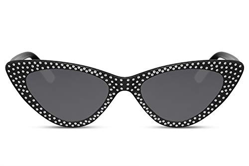 Cheapass Gafas de Sol Cat Eye Designer Fashion Diamantes on Montura Negra y Lentes Oscuras UV400 Mujer