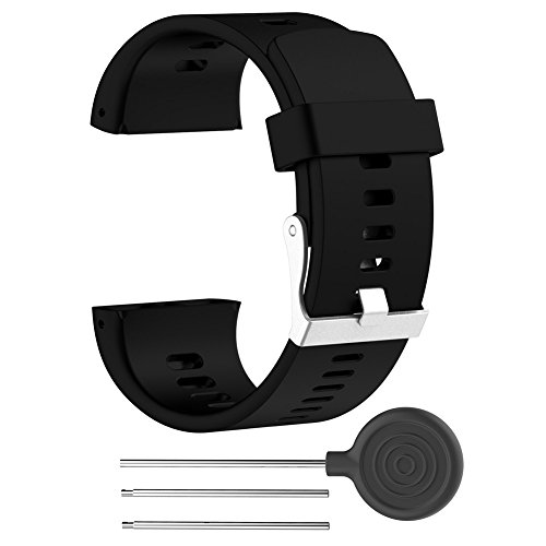 Correa de silicona ajustable de repuesto Rejoicing, para reloj inteligente Polar V800 con herramienta (reloj no incluido), negro