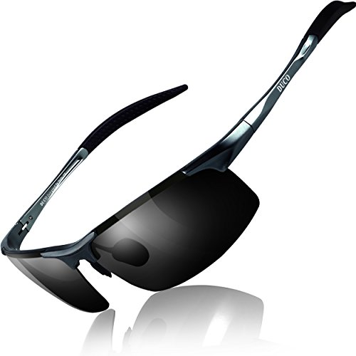 Duco Gafas de sol deportivas polarizadas para hombre con ultraligero y marco de metal irrompible, 100% UV400-8177S (Gunmetal/Gris)