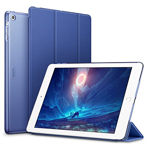 ESR Funda iPad Air con Auto-Desbloquear y Función de Soporte de Cuero Sintético y Plástico Duro Transparente Esmerilado Cáscara-Azul