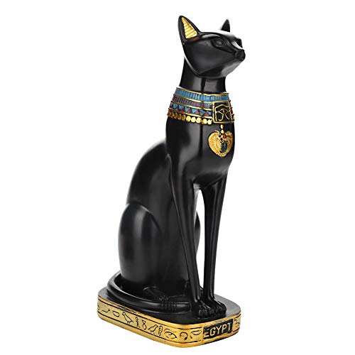 Estatua de Resina de Gato Egipcio Escultura de Gato Decoración Antigua Casa exótica Estatuilla de colección para el hogar Habitación Decoración Exquisita (S)