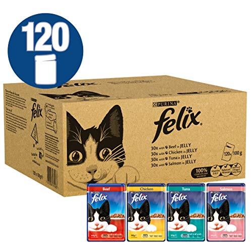 Felix - Alimento húmedo para gatos adultos, 120 Bolsas