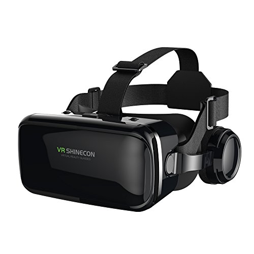 FIYAPOO 3D VR Gafas de Realidad Virtual, VR Glasses Visión Panorámico 360 Grado Película 3D Juego Immersivo para Móviles 4.7-6.6 Pulgada (Gafas VR con Auriculares)