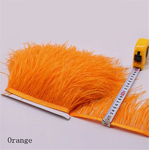 Flecos de plumas de avestruz de 34 colores para hacer sombreros o vestidos naranja
