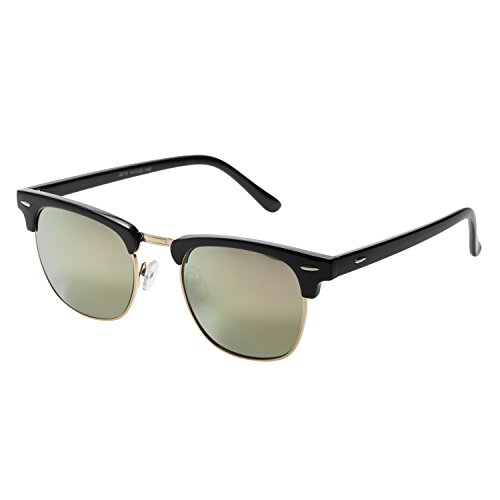 forepin Gafas de Sol Polarizadas reg; para Mujer y Hombre Gafas Retro Sunglasses Vintage 1/2 Marco Metal + Plastico Clásico Espejo UV400 Lente