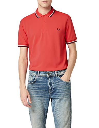 Fred Perry M3600, Polo Para Hombre, Multicolor (Hibiscus Pink/Ecru/Carbon Blue), Large