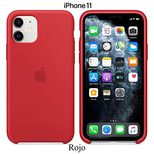 Funda Silicona para iPhone 11 Silicone Case, Calidad, Textura Suave, Forro Interno Microfibra (Rojo)