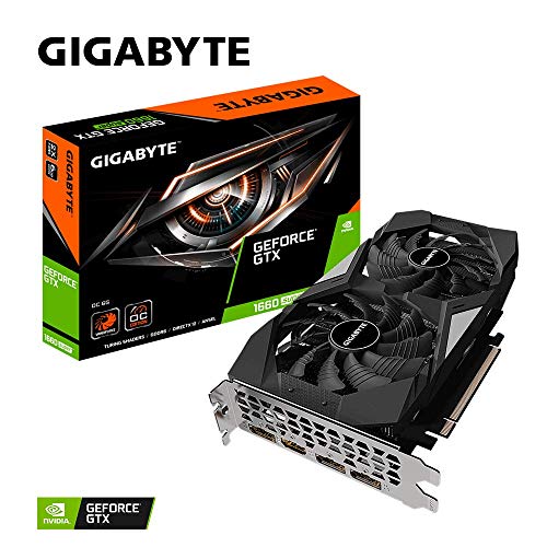 Gigabyte Technology GeForce GTX 1660 SUPER OC 6G - Tarjeta Graphica con 192-bit interfaz de memoria, WINDFORCE 2X Sistema de refrigeración