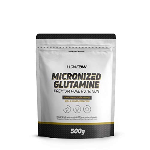 Glutamina Micronizada de HSN | Kyowa como Materia Prima | Suplemento para favorecer el Crecimiento y Recuperación Muscular | Vegano, Sin Gluten, Sin Lactosa, 500 gr