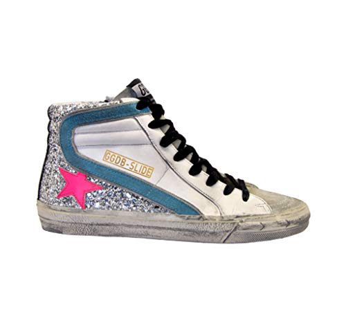 Golden Goose Sneakers Slide blanco purpurina plata Multicolor Size: 36 EU